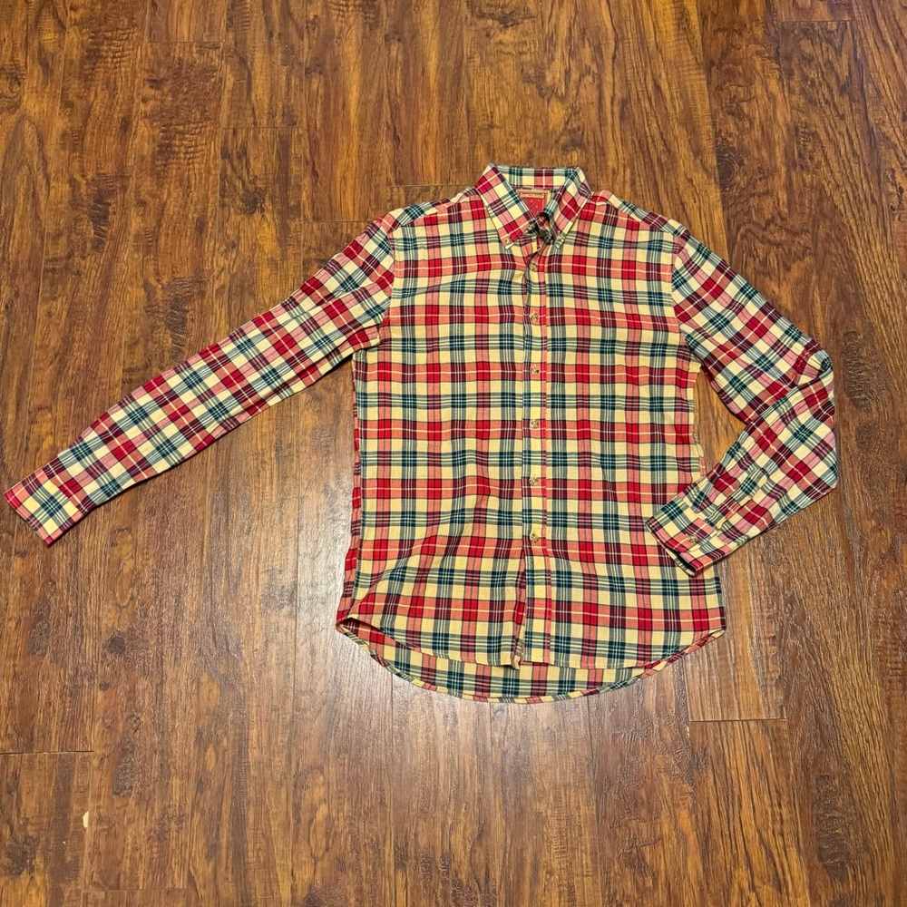 KJP Kiel James Patrick Yellow Red Blue Madras Plaid Small S